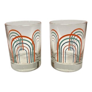 Vintage 1990s Fiesta Rainbow Arches Drinking Glasses-Set of 2-Retro Tumblers- For Sale