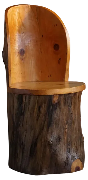 Modern Swedish Hand Carved Primitive Stump Chair in Pine, 1960s