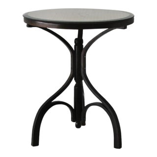 Late 20th Century French Style Bergère Top Woven Cane Bentwood With Glass End Table For Sale