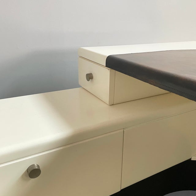 Italian Modern Wood, Steel and Leather Desk attributed by Fabio Lenci, 1970s For Sale - Image 14 of 18
