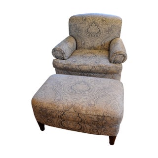 Barclay Butera Chairs and Ottoman - A Pair For Sale