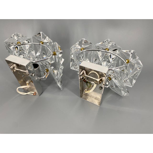 Vintage Wall Lamps in Crystal Glass and Chrome from Kinkeldey, 1970s, Set of 2 For Sale - Image 10 of 13