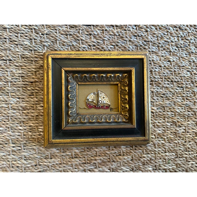 Vintage Folk Art Small Sailboat Picture, Framed For Sale - Image 4 of 9