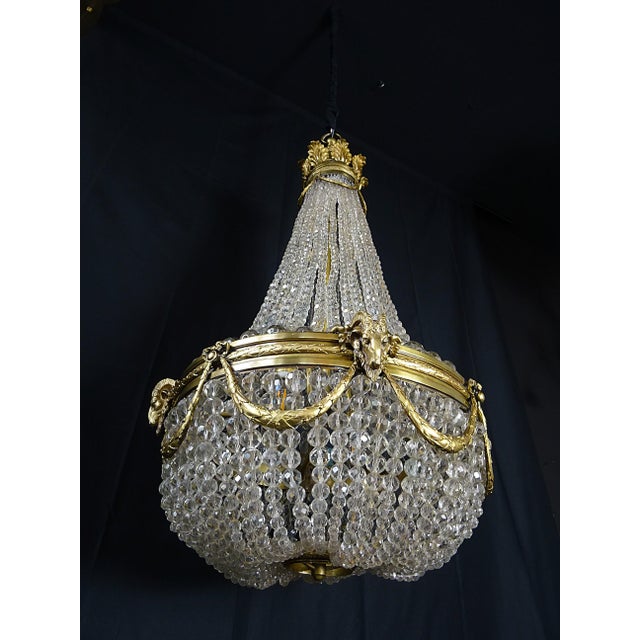 Antique French Chandelier in Bronze and Brass with Ram Heads, 1890s For Sale - Image 11 of 16
