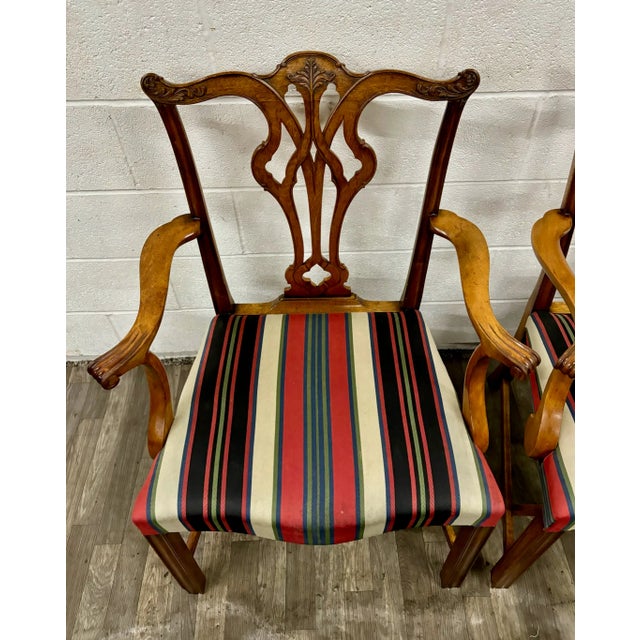 Vintage Chippendale Style Dining Arm Chairs - Pair For Sale In Kansas City - Image 6 of 12