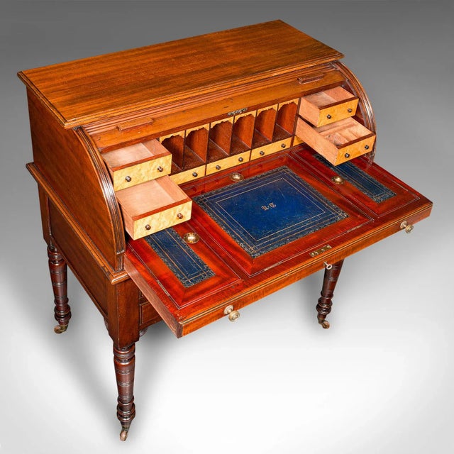 1880s Antique Victorian English Roll-Top Desk For Sale - Image 9 of 12
