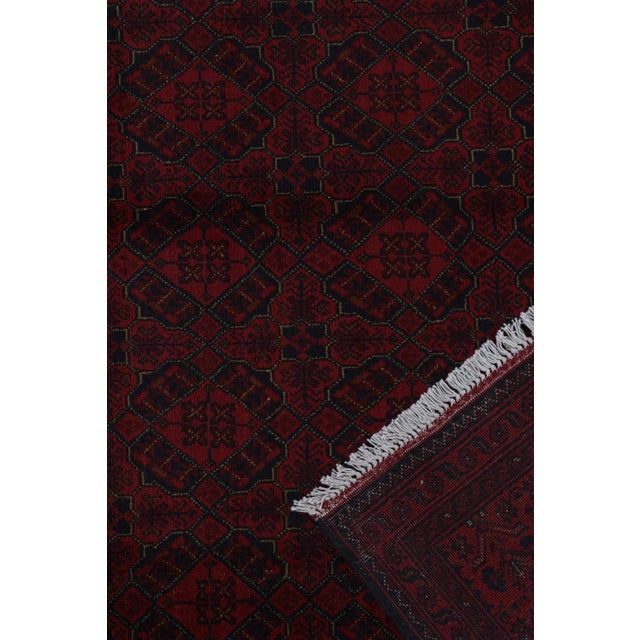 Textile Rug & Kilim’s Afghan Baluch Tribal Rug in Burgundy and Blue Geometric Patterns For Sale - Image 7 of 7