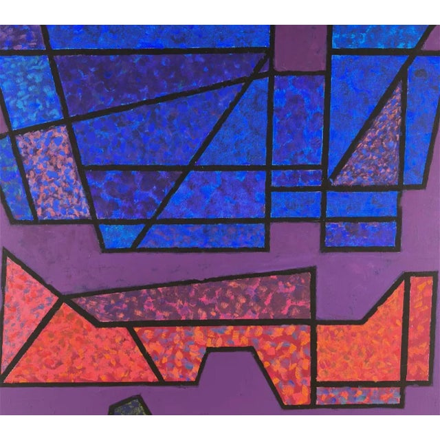 Textile Edgard Pillet, French Post War Geometric Abstract Oil Painting Kinetic Op Art Edgard Pillet, 1991 For Sale - Image 7 of 12