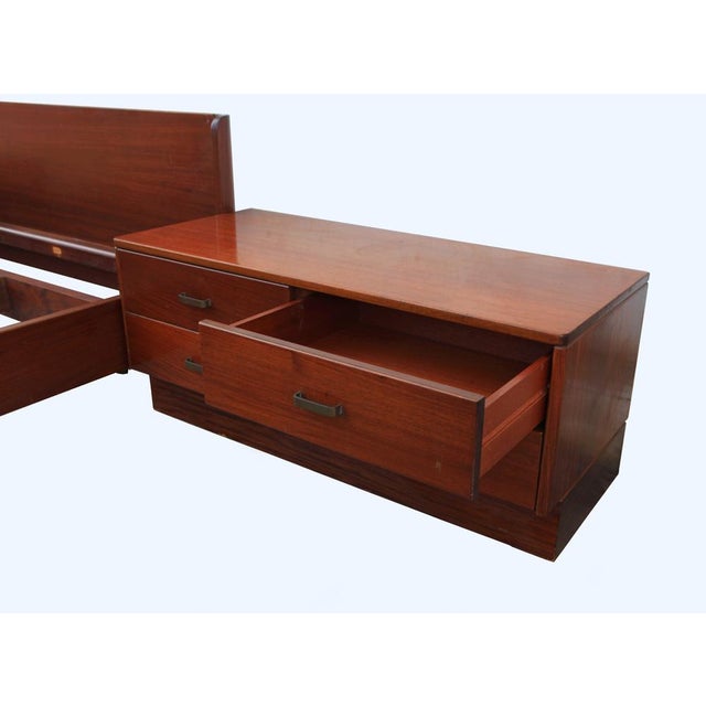 Brown Italian Bed and Nightstands, 1960s, Set of 3 For Sale - Image 8 of 11