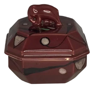 Rare Art Deco Ceramic Elephant Powder Jar: Hand Painted, c. 1930s
