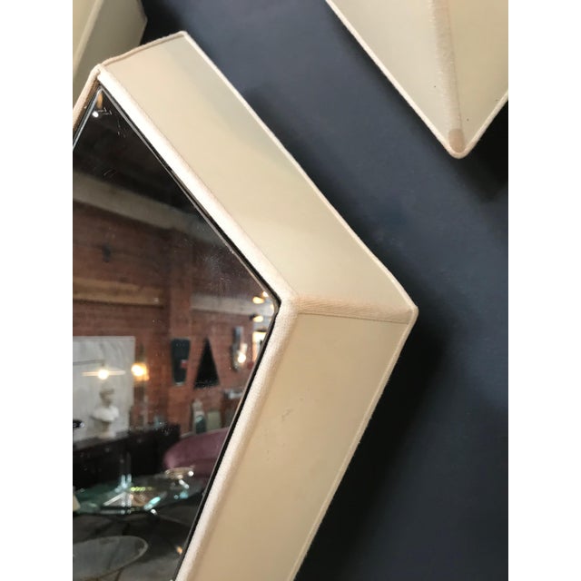Mid-Century Polygonal Wall Sconces With Fabric and Mirror, Italy - a Pair For Sale - Image 9 of 11