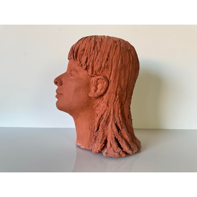 Vintage Terracotta Sculpture Bust of a Young Girl For Sale In Miami - Image 6 of 10