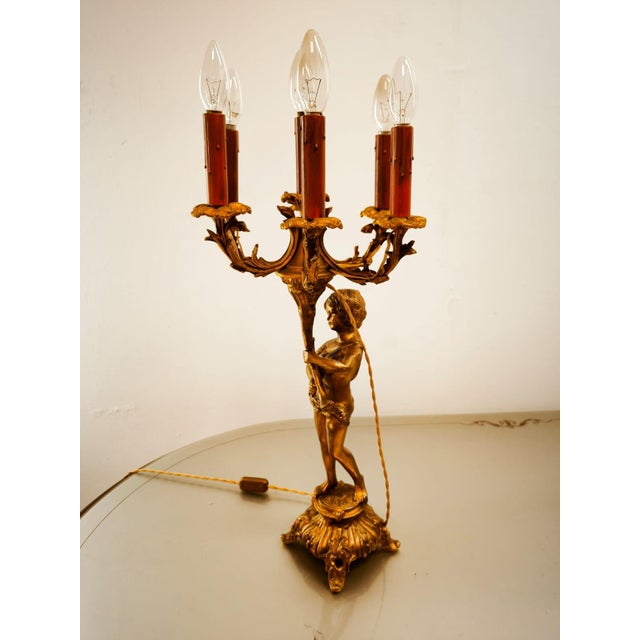 Bronze Putto Lamp with Six Lights For Sale - Image 11 of 18