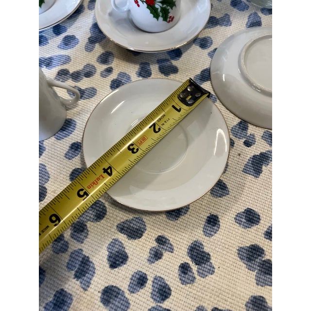 1970s Collection of Vintage Mistletoe Glassware, Espresso Cups With Saucers For Sale In Atlanta - Image 6 of 12