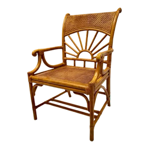 1960s Vintage Faux Bamboo Cane Seat Armchair