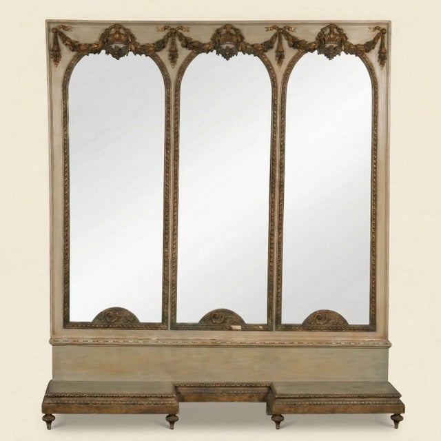 Louis XVI Style Triple Arch Trumeau Mirror, 19th Century For Sale - Image 11 of 11