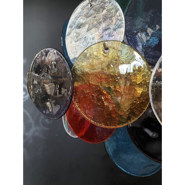 Vintage Italian Murano Chandelier with 36 Multicolored Disks, 1990 For Sale - Image 16 of 18