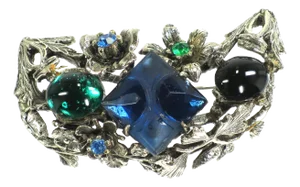 Vintage Sapphire Crystal Floral Brooch 1940s