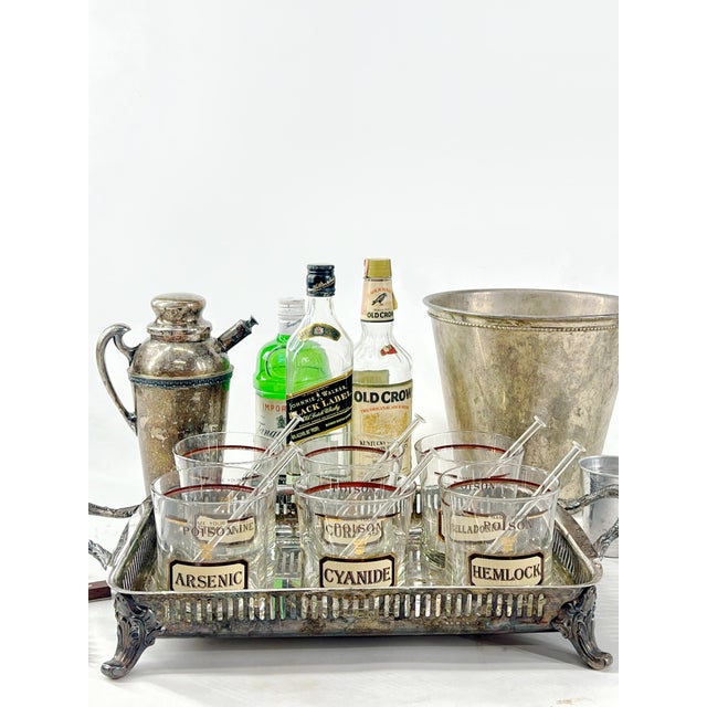 Set of Six "Name Your Poison" Apothecary Cocktail Glasses by Cera for Neiman Marcus c.1970 For Sale - Image 11 of 12