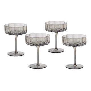 Reinhard 4-Piece Set Handblown Coupe Glasses, Smoke For Sale