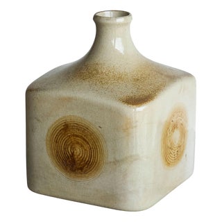 Mid-Century Modern Wood Imprint Studio Pottery Vase, 1940s For Sale