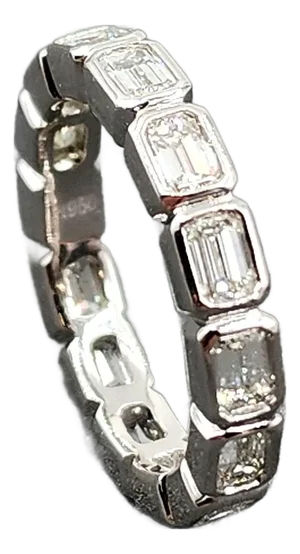 2.24 Ct Emerald Cut East-West Bezel Set Eternity Band Size 6.5