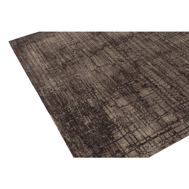 Rug & Kilim Hand-Knotted Abstract Rug in a Brown, Black Painterly Pattern by Rug & Kilim For Sale - Image 4 of 7