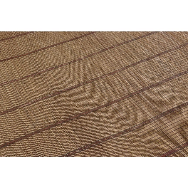 Rug & Kilim Vintage Tuareg Mat, Beige-Brown With Vertical Geometric Stripes - Rug & Kilim For Sale - Image 4 of 6