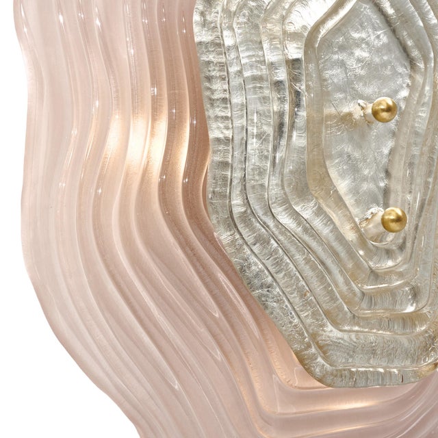 Pink Murano Glass Pink and Silver “Macchie” Sconces For Sale - Image 8 of 9