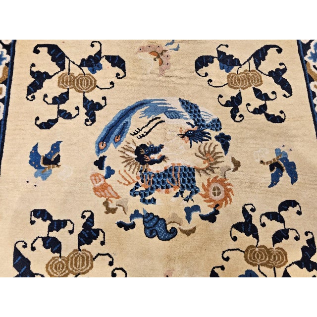 Vintage Chinese Art Deco Area Rug, Hand-Knotted Wool Pile, Ivory Field, 5' x 7' For Sale - Image 12 of 16