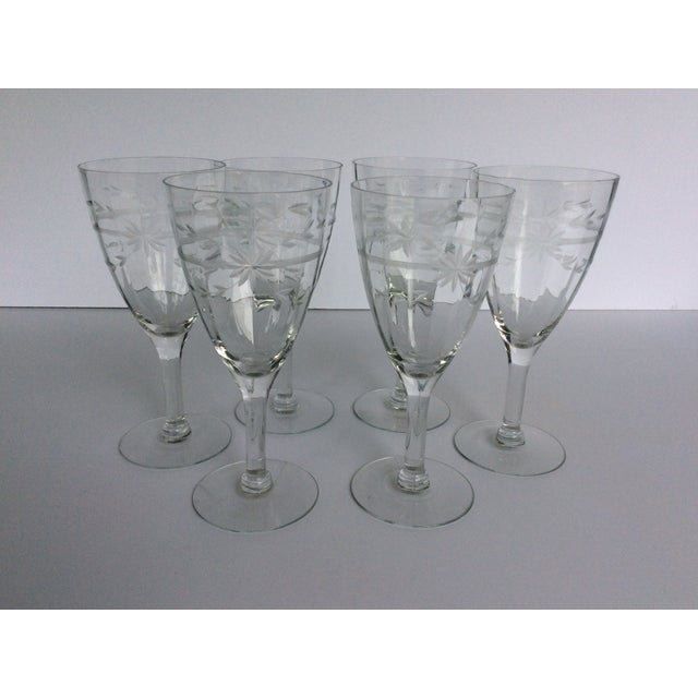 1940s Crystal Stemware Etched - Set of 6 For Sale - Image 5 of 5