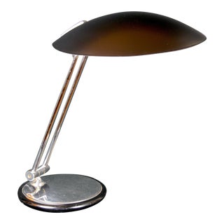 Aluminor Modern Space Age French Black & Chrome Table Desk Lamp, 1970's For Sale