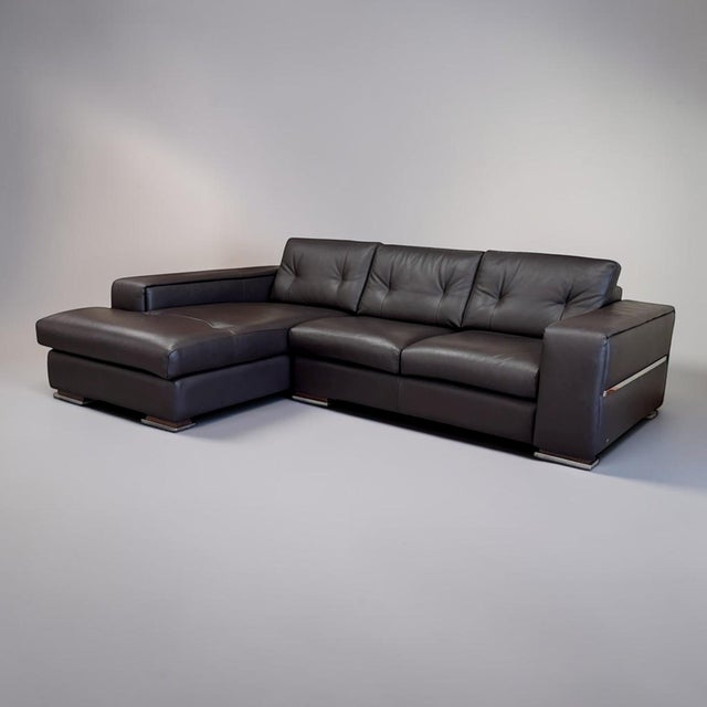 Gamma Arredamenti Italian Leather Sectional For Sale - Image 4 of 13