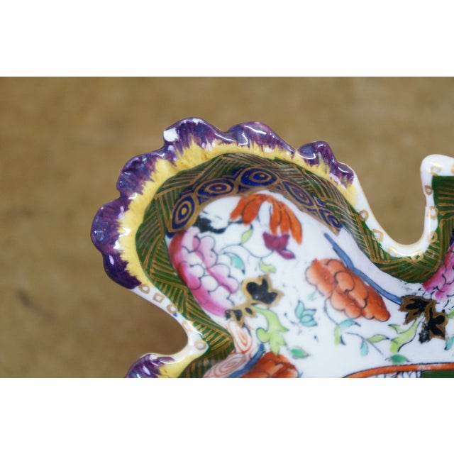 Antique Masons Ironstone Covey Ducks Imari Chinoiserie Platter Compote 11" For Sale - Image 4 of 11