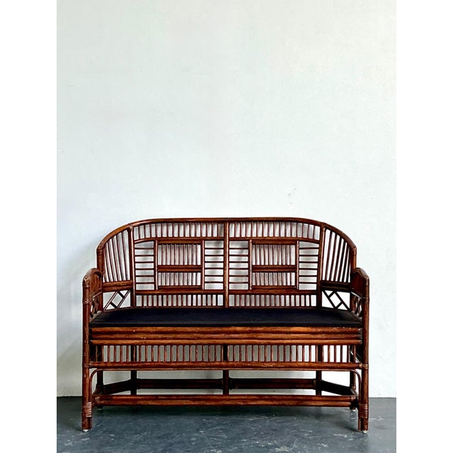 English Vintage Brighton Pavillon Rattan Settee For Sale - Image 3 of 12