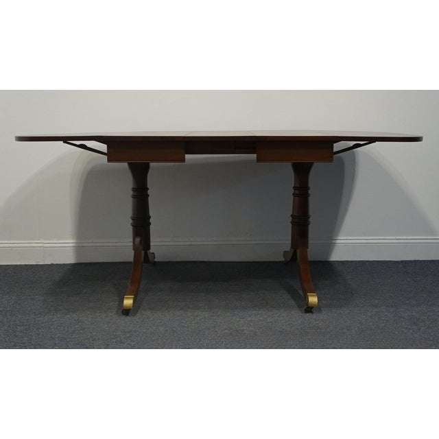Duncan Phyfe Craddock Furniture Solid Mahogany Traditional Duncan Phyfe Style 70" Drop Leaf Pedestal Dining Table W. Self Storing Leaf For Sale - Image 4 of 12