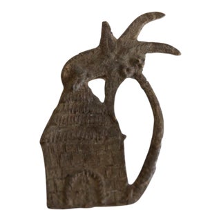 Vintage African Bronze Decorative Hut With Palm Tree For Sale