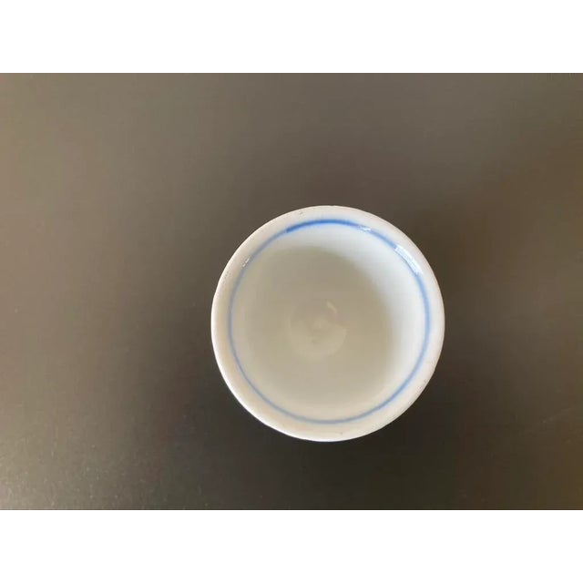 Blue Early 20th Century Antique German Blue and White Porcelain Egg Holder Cup For Sale - Image 8 of 12