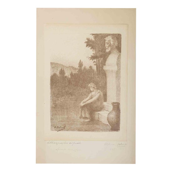 Alphonse Osbert, The Wait, Lithograph, Early 20th Century For Sale