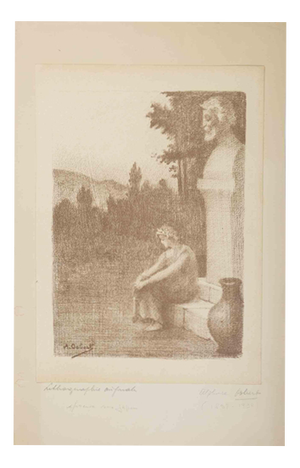 Alphonse Osbert, The Wait, Lithograph, Early 20th Century