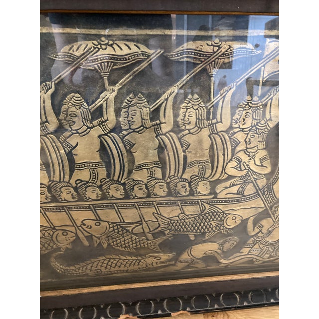 Vintage Handcrafted Leather Dragon Boat Wall Hanging For Sale - Image 4 of 12