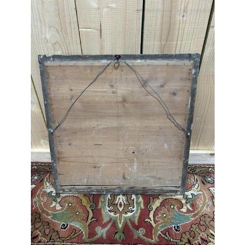 Gold Square Mirror in Solid Wood Frame For Sale - Image 8 of 9