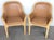 Pair of Karl Rausch for Baker "Linea Cara" Split-Reed Rattan & Leather Armchairs For Sale - Image 10 of 17