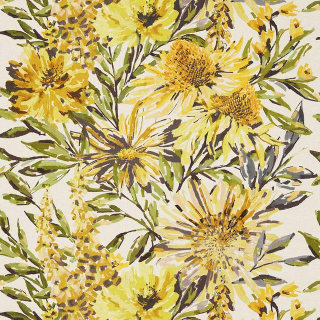 Harlequin Floreale Fabric in Maize/Mustard/Sage - a Sample For Sale
