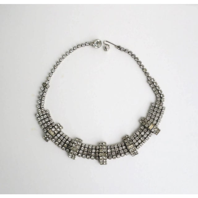 Hollywood Regency Vintage Rhinestone Choker Necklace For Sale - Image 3 of 9