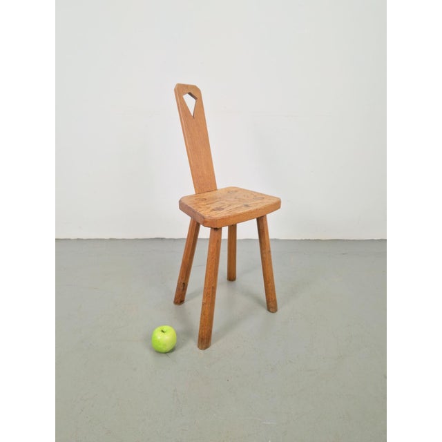 Dutch Vintage Brutalist Oak Plant Table, Stool 1950s Period: 1950 Measurements: W 33 x D 25 x H 83 cm and seat height 45.5...