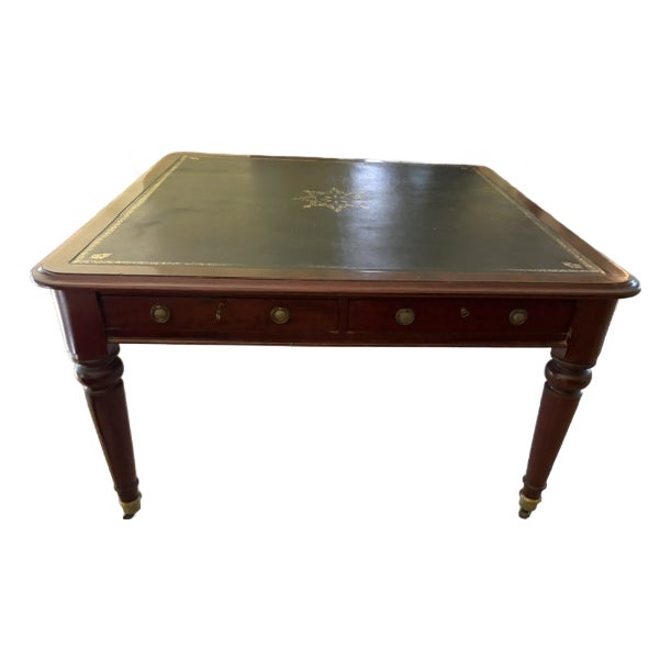 Antique English Mahogany Double Writing Desk (Partners Desk) For Sale
