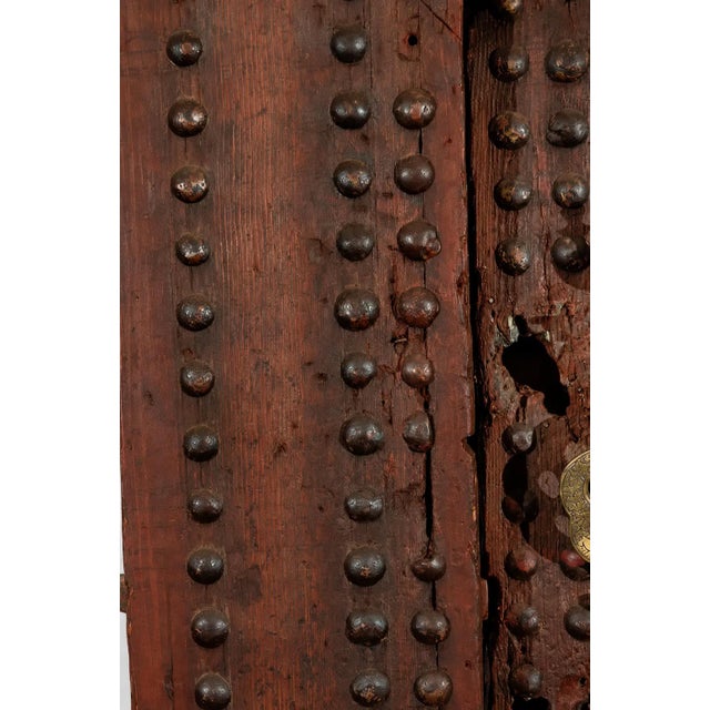 Monumental 19th-Century Moroccan Moorish Studded Wood Riad Door For Sale - Image 9 of 15