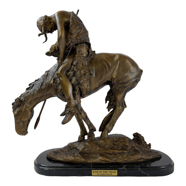 End of the Trail, Bronze Sculpture After Fraser - 22"h For Sale