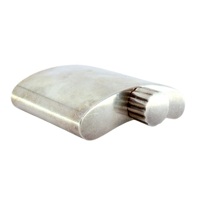 Smooth Silver Whiskey Flask For Sale - Image 6 of 8